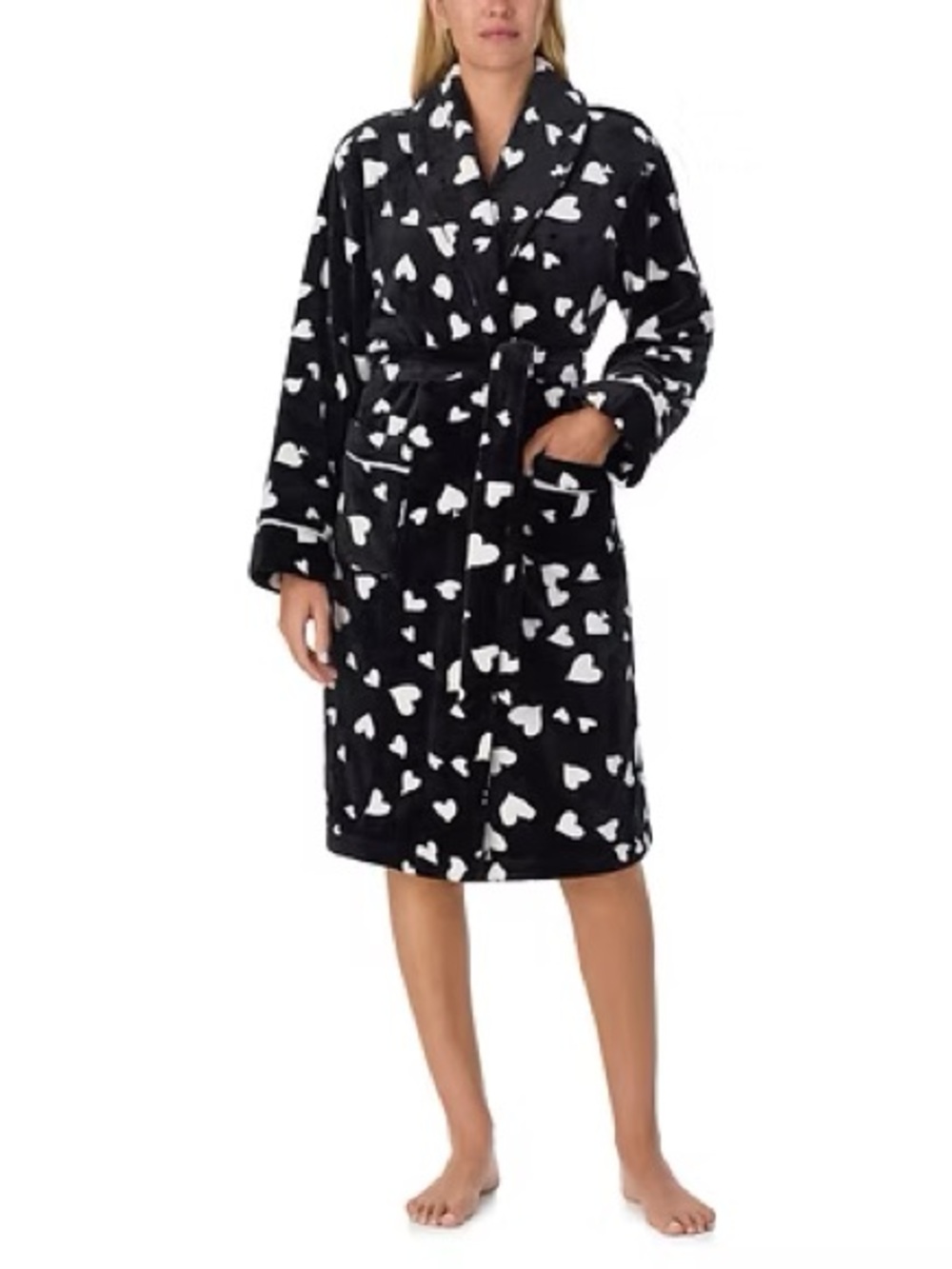 kate spade Black Robe with White Heart Print